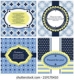 Vector illustration of a set of label, tag, postcard or invitation template in bright colors