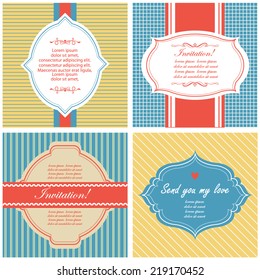Vector illustration of a set of label, tag, postcard or invitation template in bright colors