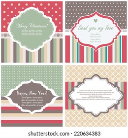 Vector illustration of a set of label, tag, postcard or invitation template in contrast colors