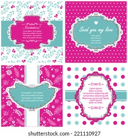 Vector illustration of a set of label, tag, postcard or invitation template in contrast colors