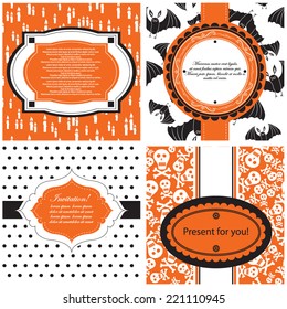 Vector illustration of a set of label, tag, postcard or invitation template in contrast colors