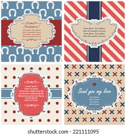Vector illustration of a set of label, tag, postcard or invitation template in contrast colors