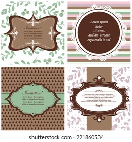 Vector illustration of a set of label, tag, postcard or invitation template in bright colors
