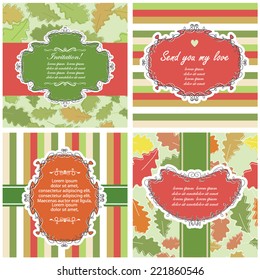 Vector illustration of a set of label, tag, postcard or invitation template in bright colors