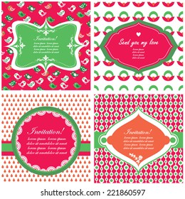 Vector illustration of a set of label, tag, postcard or invitation template in bright colors