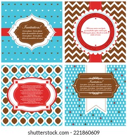 Vector illustration of a set of label, tag, postcard or invitation template in bright colors