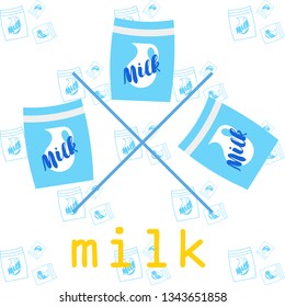 Vector illustration of a set of labels for milk and dairy