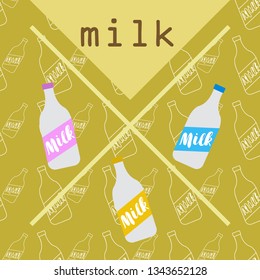 Vector illustration of a set of labels for milk and dairy