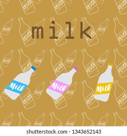 Vector illustration of a set of labels for milk and dairy
