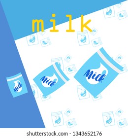 Vector illustration of a set of labels for milk and dairy