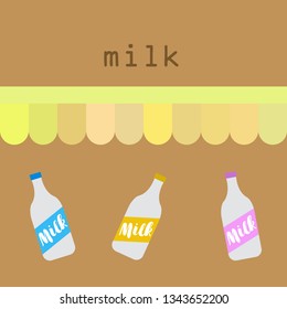 Vector illustration of a set of labels for milk and dairy
