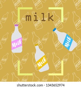 Vector illustration of a set of labels for milk and dairy