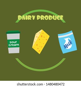 Vector illustration of a set of labels for milk and dairy