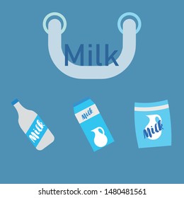 Vector illustration of a set of labels for milk and dairy