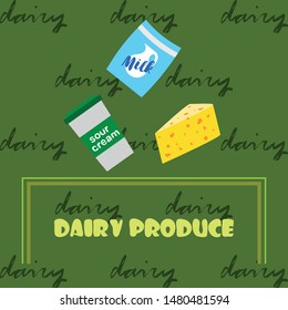 Vector illustration of a set of labels for milk and dairy
