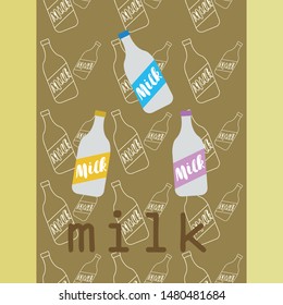Vector illustration of a set of labels for milk and dairy