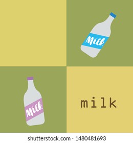 Vector illustration of a set of labels for milk and dairy