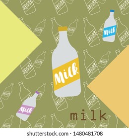 Vector illustration of a set of labels for milk and dairy