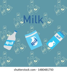 Vector illustration of a set of labels for milk and dairy