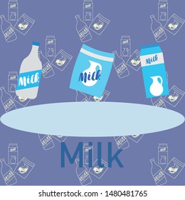 Vector illustration of a set of labels for milk and dairy
