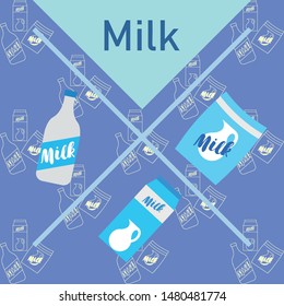 Vector illustration of a set of labels for milk and dairy