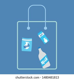 Vector illustration of a set of labels for milk and dairy