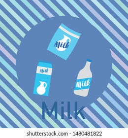 Vector illustration of a set of labels for milk and dairy