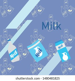 Vector illustration of a set of labels for milk and dairy