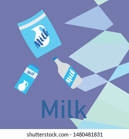 Vector illustration of a set of labels for milk and dairy