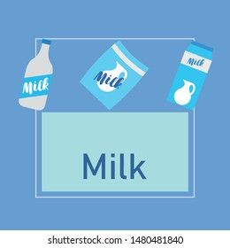Vector illustration of a set of labels for milk and dairy