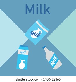 Vector illustration of a set of labels for milk and dairy