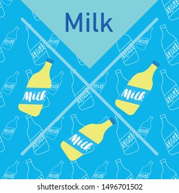 Vector illustration of a set of labels for milk and dairy