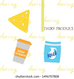 Vector illustration of a set of labels for milk and dairy