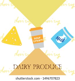 Vector illustration of a set of labels for milk and dairy