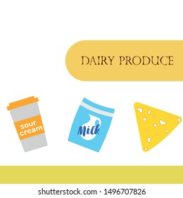 Vector illustration of a set of labels for milk and dairy