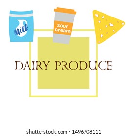 Vector illustration of a set of labels for milk and dairy
