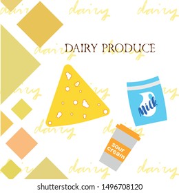 Vector illustration of a set of labels for milk and dairy