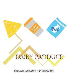 Vector illustration of a set of labels for milk and dairy