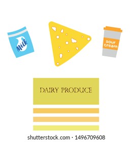 Vector illustration of a set of labels for milk and dairy
