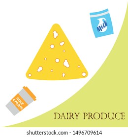 Vector illustration of a set of labels for milk and dairy