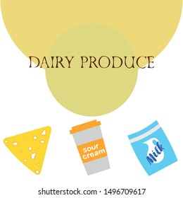 Vector illustration of a set of labels for milk and dairy