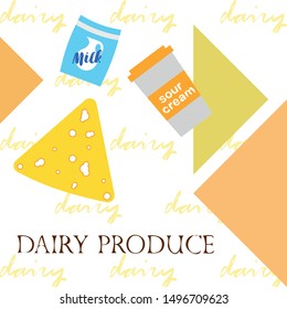 Vector illustration of a set of labels for milk and dairy