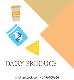 Vector illustration of a set of labels for milk and dairy