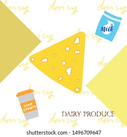 Vector illustration of a set of labels for milk and dairy