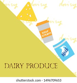 Vector illustration of a set of labels for milk and dairy