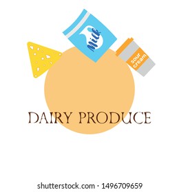 Vector illustration of a set of labels for milk and dairy