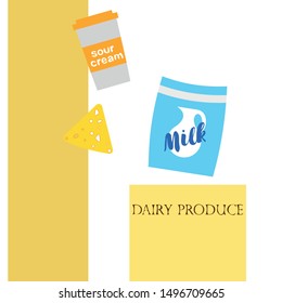 Vector illustration of a set of labels for milk and dairy