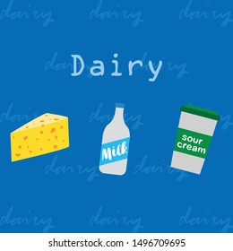 Vector illustration of a set of labels for milk and dairy