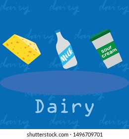 Vector illustration of a set of labels for milk and dairy