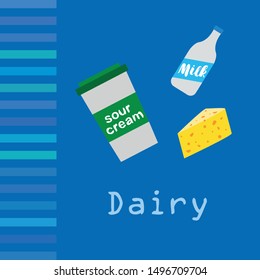 Vector illustration of a set of labels for milk and dairy